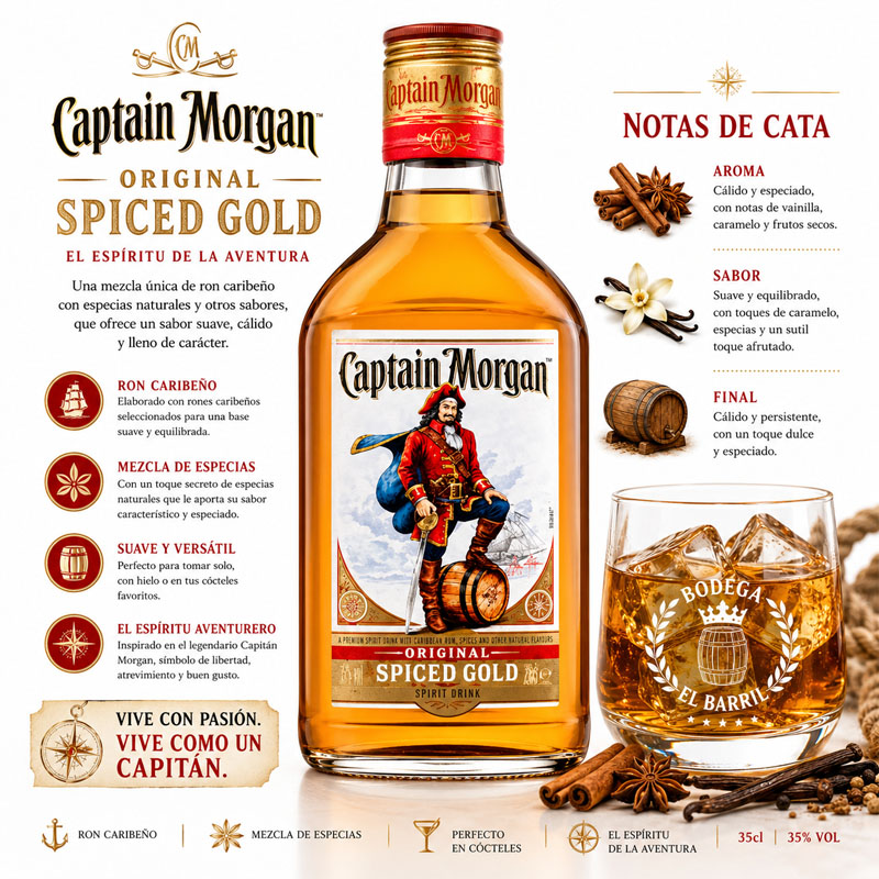 Captain Morgan Spiced 20cl ron petaca